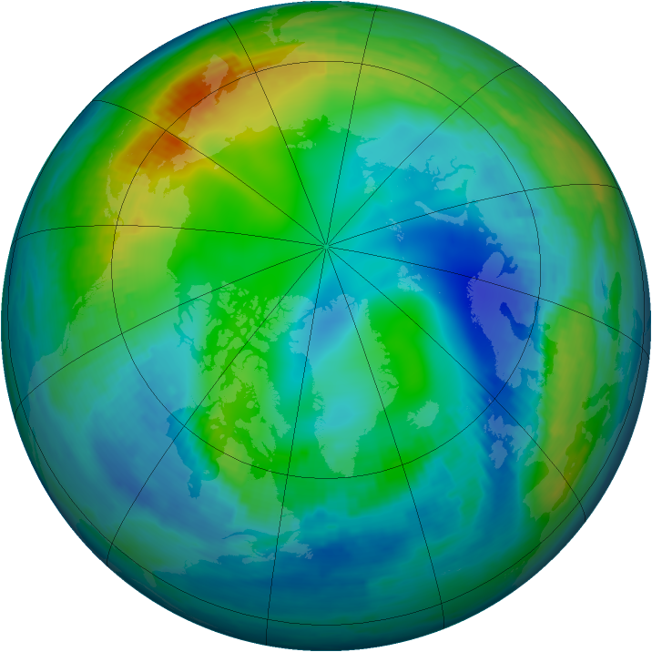 Arctic ozone map for 21 November 1999